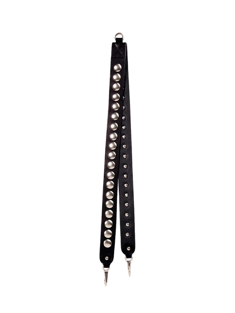 Leather Studded Strap in Noir/Silver