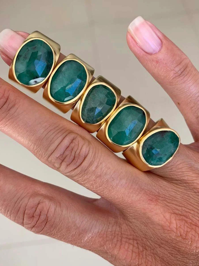 Free Form Emerald Ring in Gold