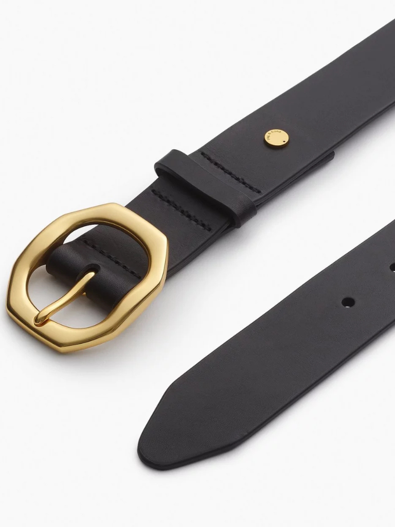 Audrey Leather Belt in Black/Gold