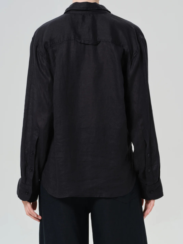 Shrunken Linen Kayla Shirt in Black