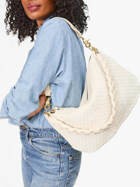 Braided Shoulder Strap in Cream Nappa Leather