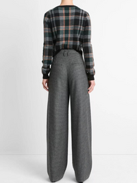 High Waisted Wide Leg Trouser in Microcheck