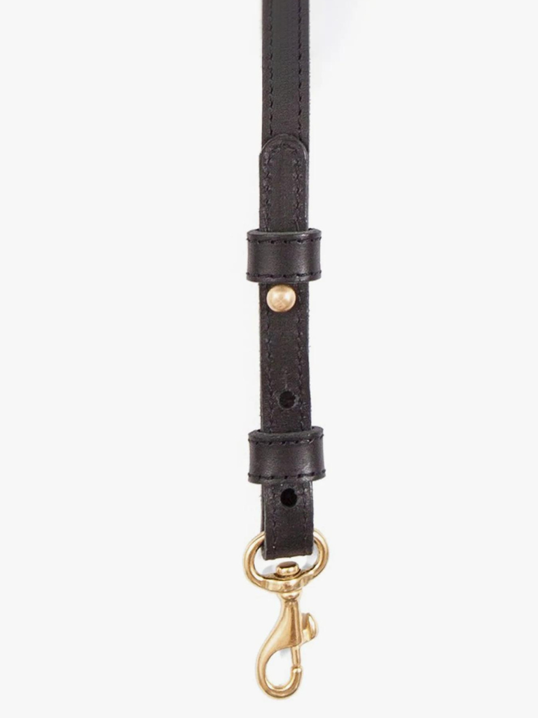 Adjustable Leather Crossbody Strap in Black