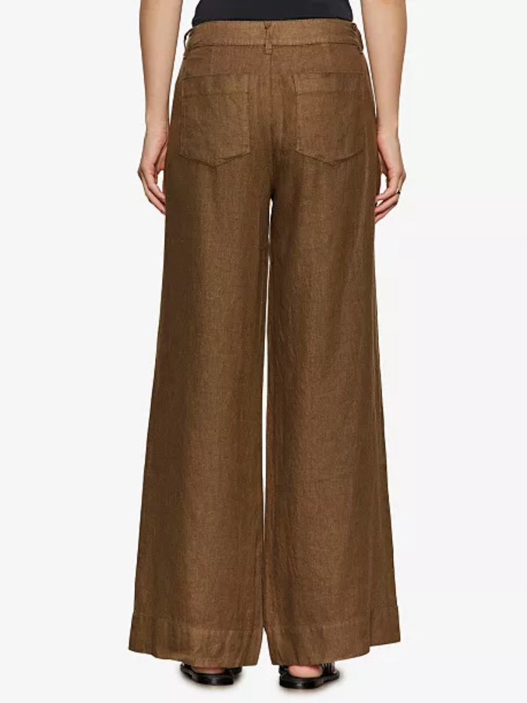 Linen Marine Wide-Leg Pants in Timber