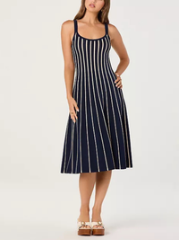 Irecia Sweater Midi Dress in Navy Stripe