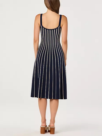 Irecia Sweater Midi Dress in Navy Stripe