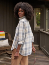 Eileen Flannel Button Up in Cream and Grey Plaid
