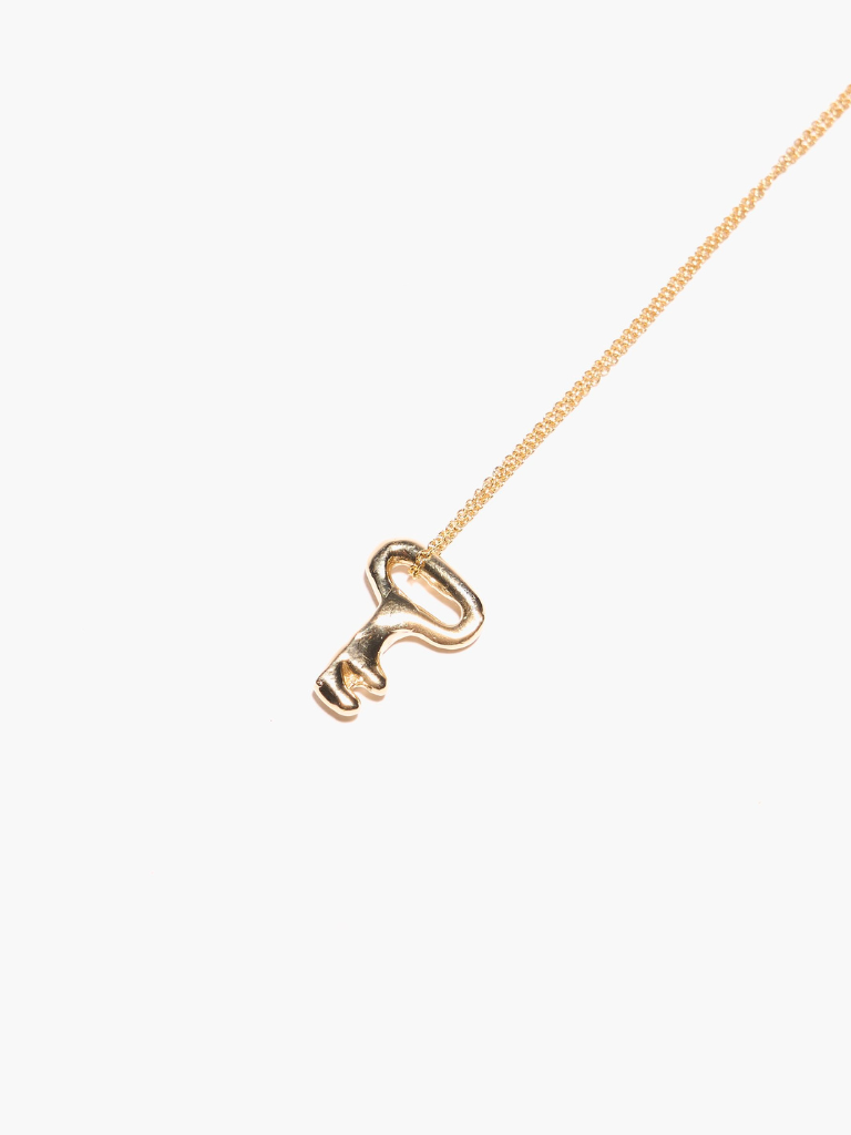 Sculptural Key Necklace in Brass