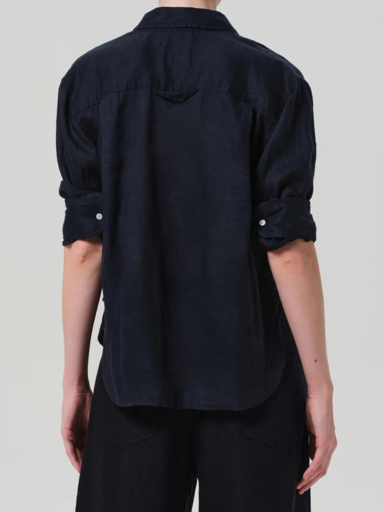 Shrunken Linen Kayla Shirt in True Navy
