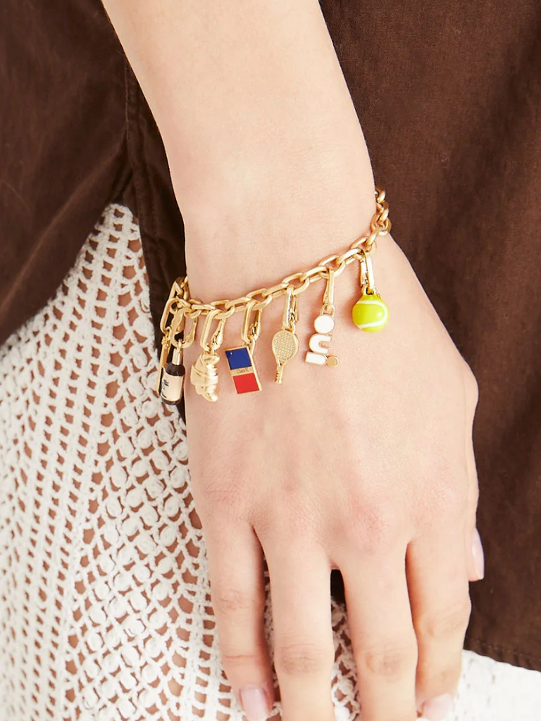 Tennis Racquet Charm in Vintage Gold