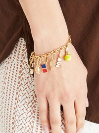Tennis Racquet Charm in Vintage Gold