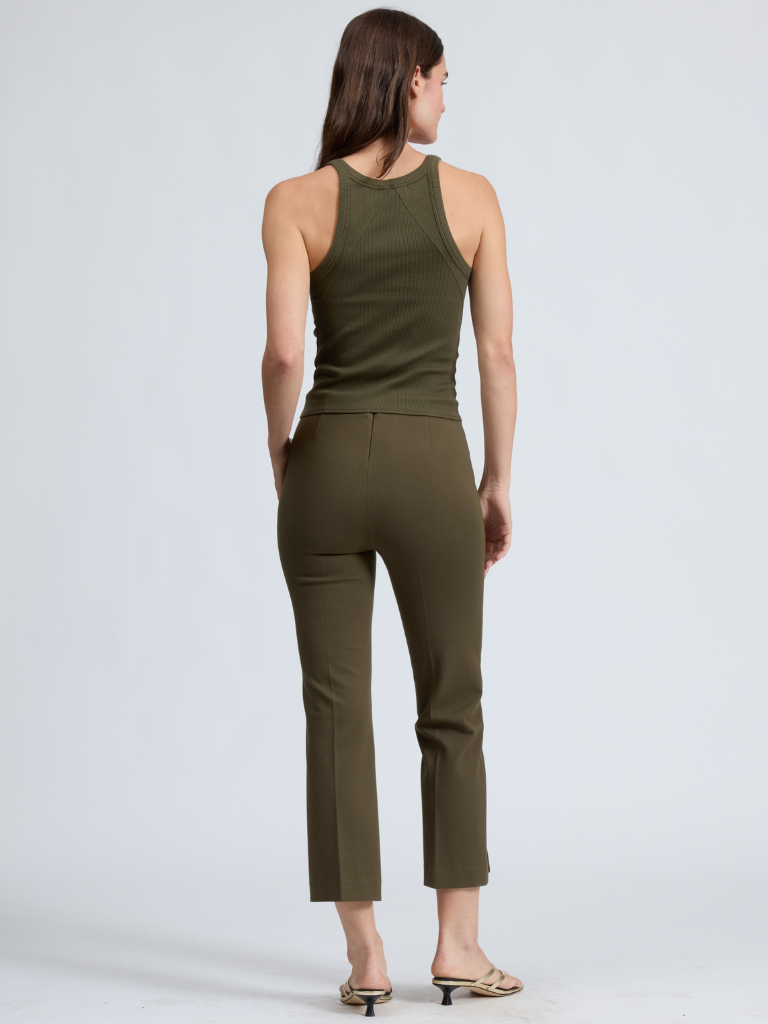 Essential Rib Wide String Tank In Dark Olive