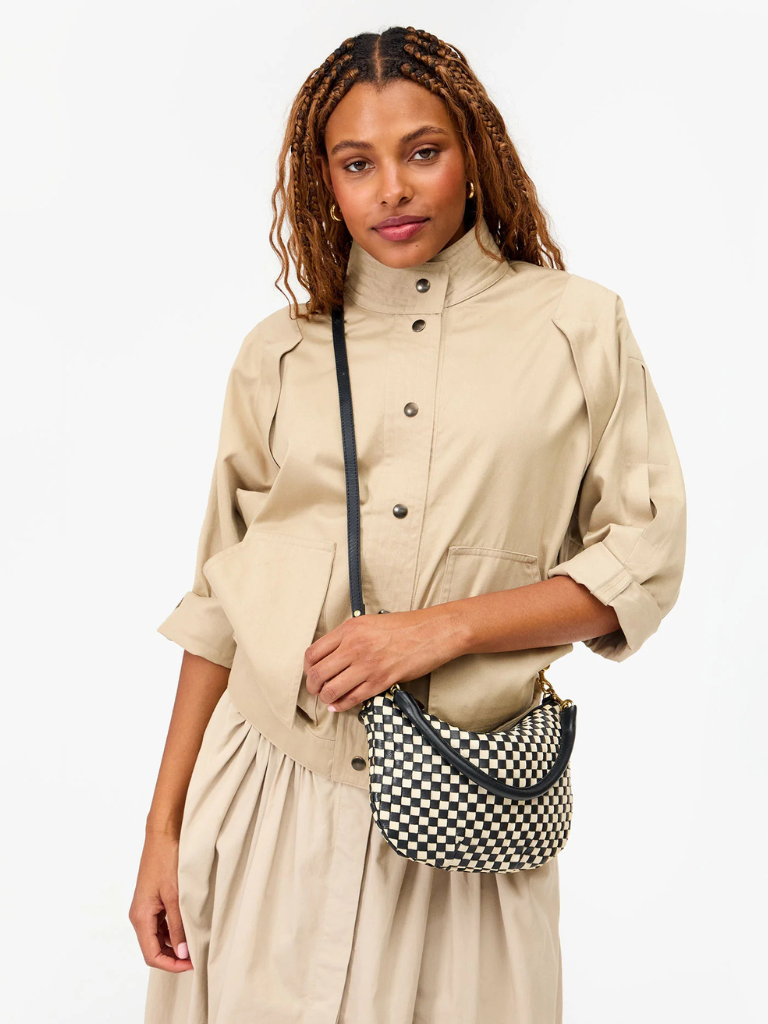 Petit Moyen in Black/Cream Woven Checker