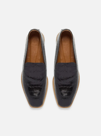Hootie Loafer in Croco Black