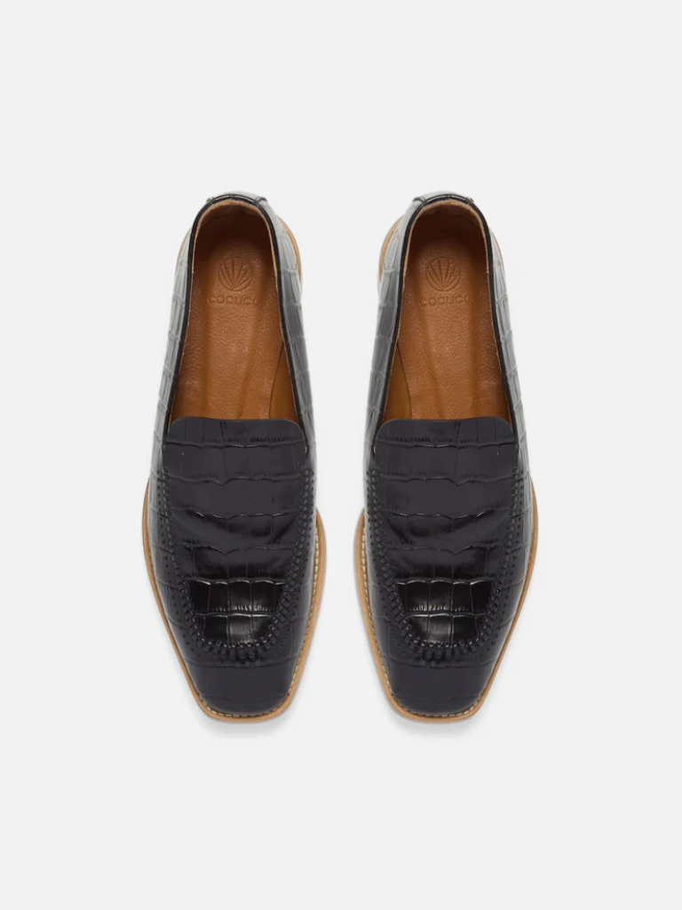 Hootie Loafer in Croco Black