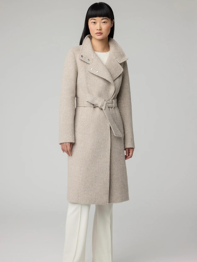 Genie Semi-Fitted Wool Coat With Belt in Hush