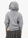 Hoodie in Grey Melange w/ Black Embroidered Liberté