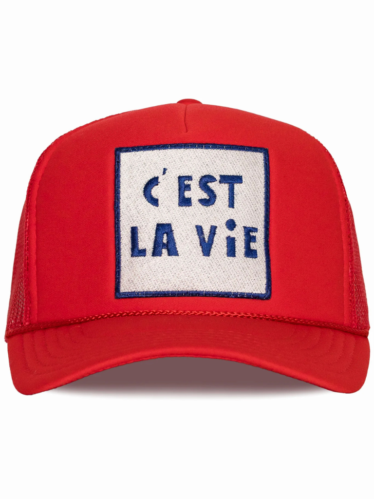 C'est La Vie Trucker Hat in Red