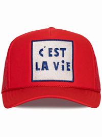C'est La Vie Trucker Hat in Red