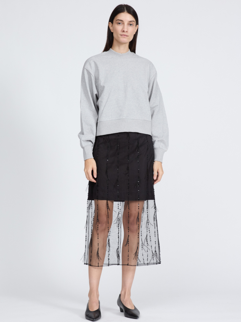 Geena Feather Skirt in Black