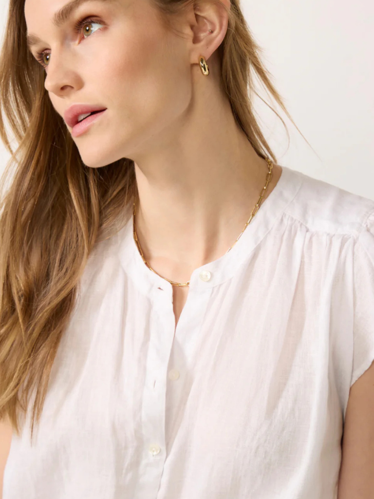Janey Linen Top in White