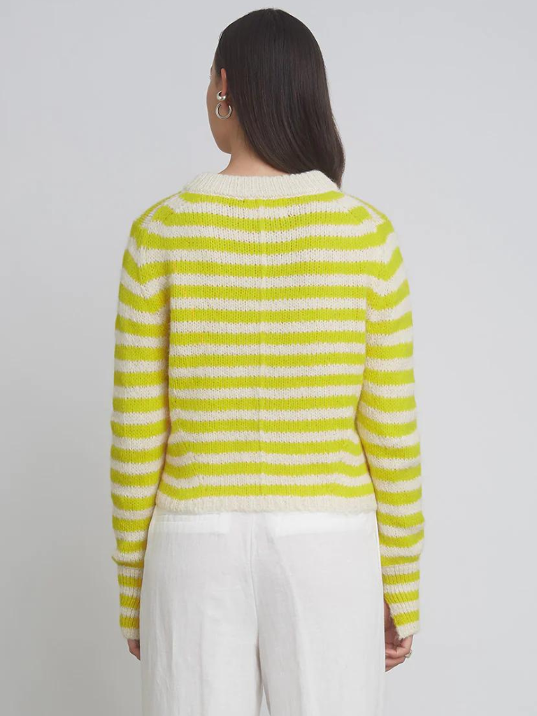 Ava Stripe Sweater in Ivory/Citron Stripe