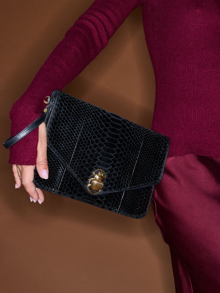 Alicia Python Clutch in Black