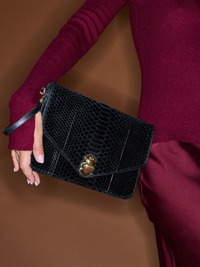 Alicia Python Clutch in Black
