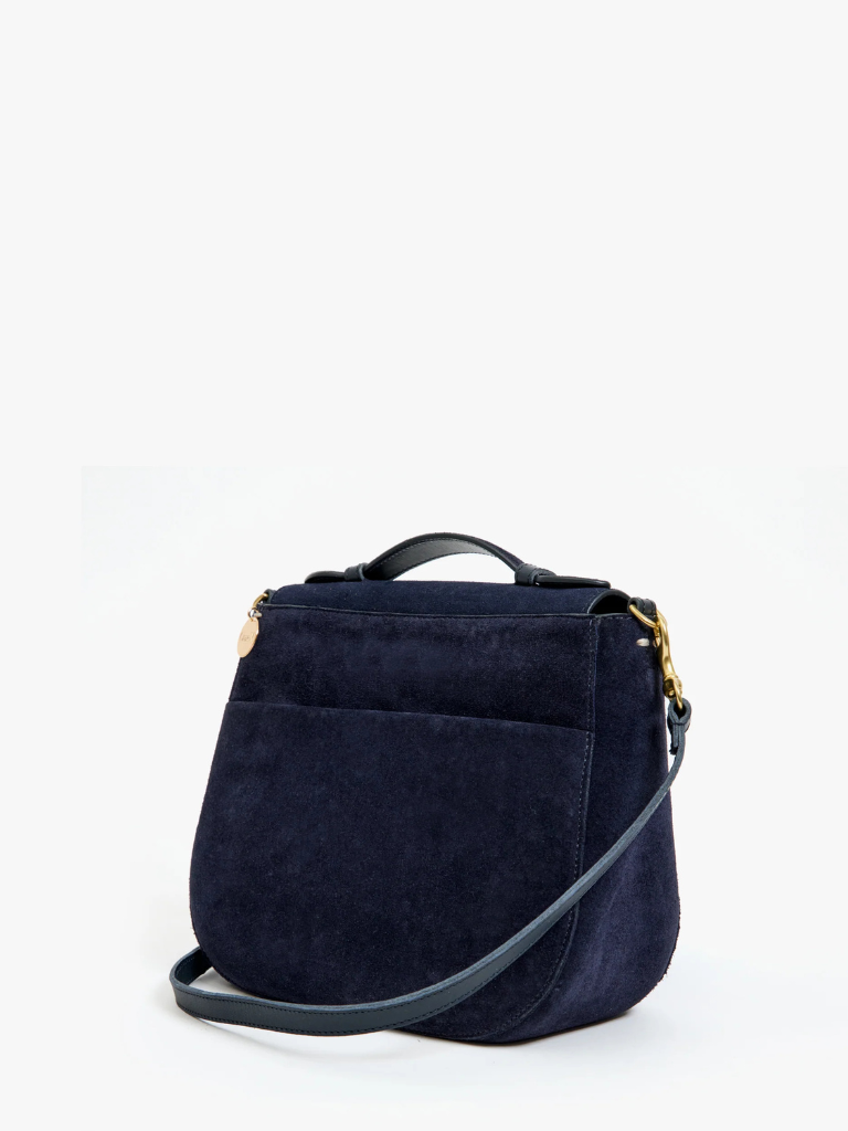 Turnlock Louis w/ Top Handle in Navy Suede