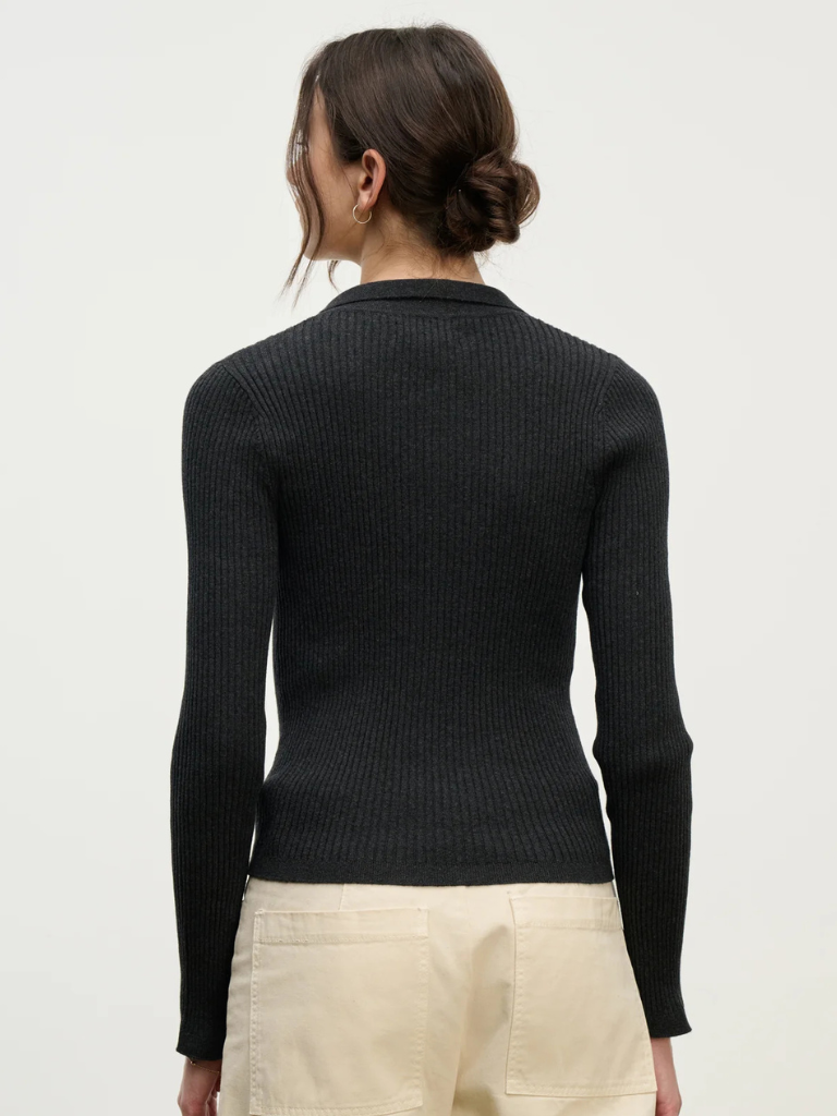 Nikki Cotton Cashmere Cardigan in Cinder