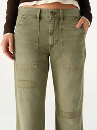 Easy Army Slouch Crop in Surplus Mended