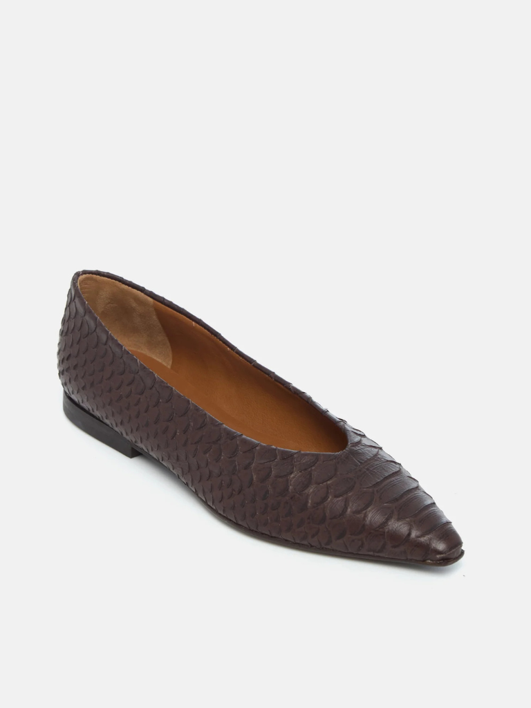 Cabnal Ballet Flat in Brown Python