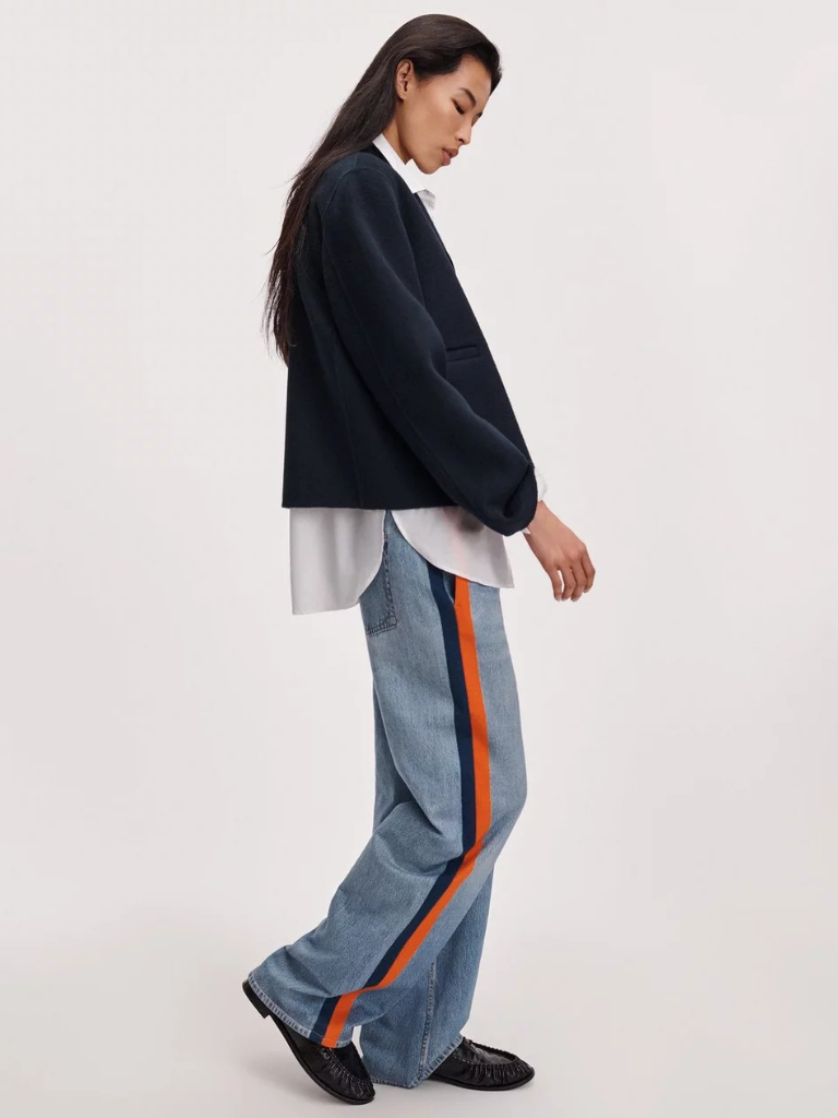 Miramar Terry Wide-Leg Track Pants in Orange/Navy