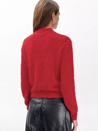 Jada Brushed Cashmere Cardigan in Red