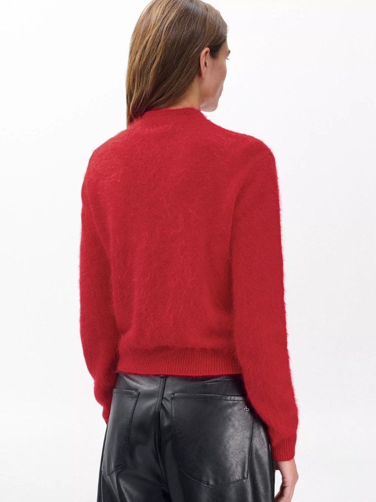 Jada Brushed Cashmere Cardigan in Red