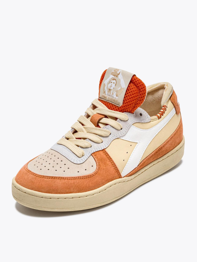 MI Basket Row Cut Podio Italia Shoe in Vermillion Orange