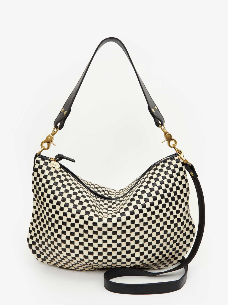 Moyen Messenger in Black & Cream Woven Checker