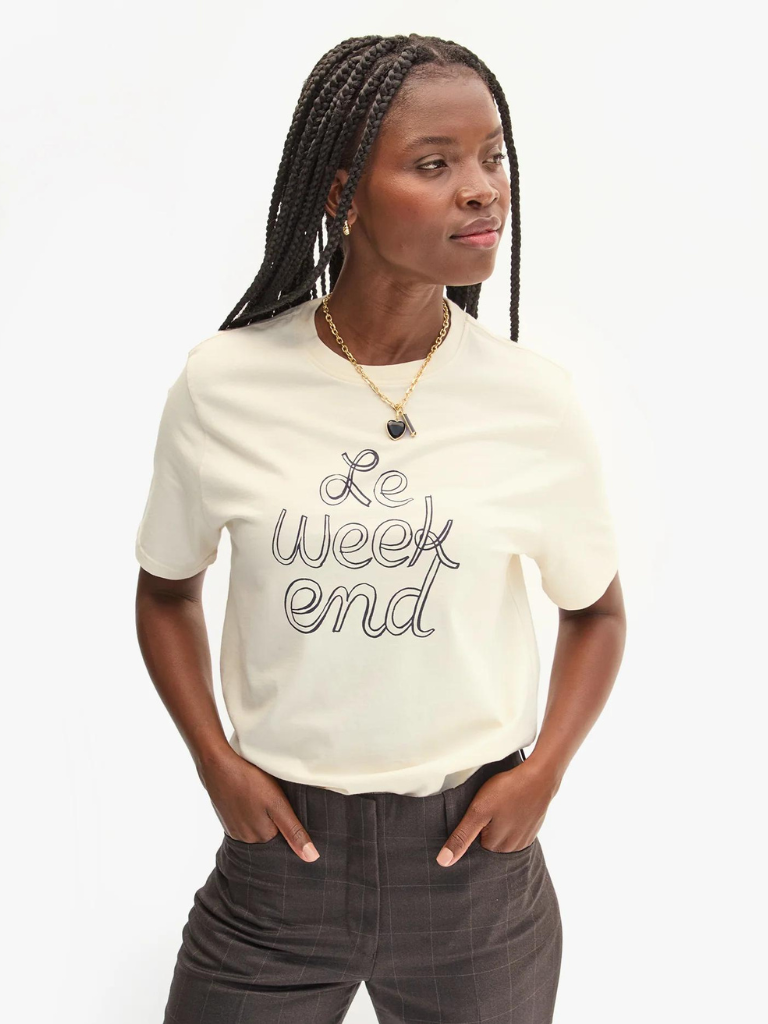 Original Tee in Cream w/Navy Le Weekend