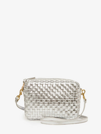 Midi Sac in Silver Specchio Woven Checker
