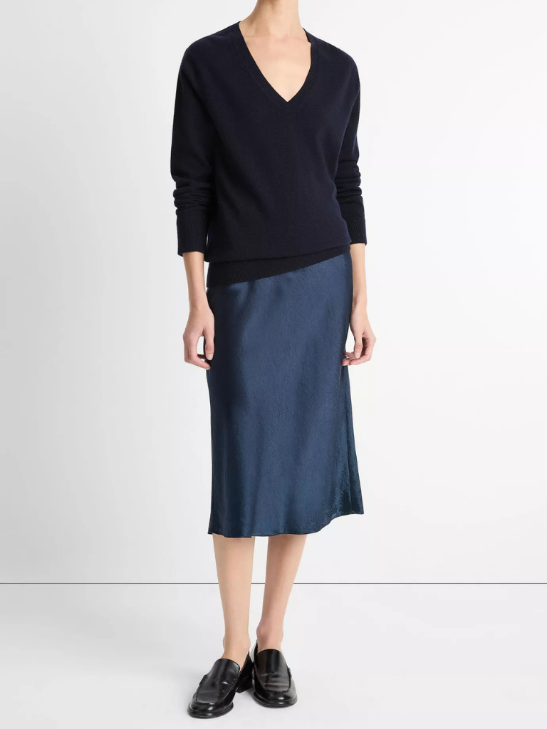 Cashmere Weekend V-Neck Sweater in Coastal Blue