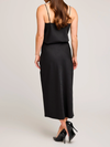 Bonnie Satin Midi Skirt in Black
