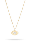 Groovy Single Diamond Evil Eye Necklace in 14k Yellow Gold