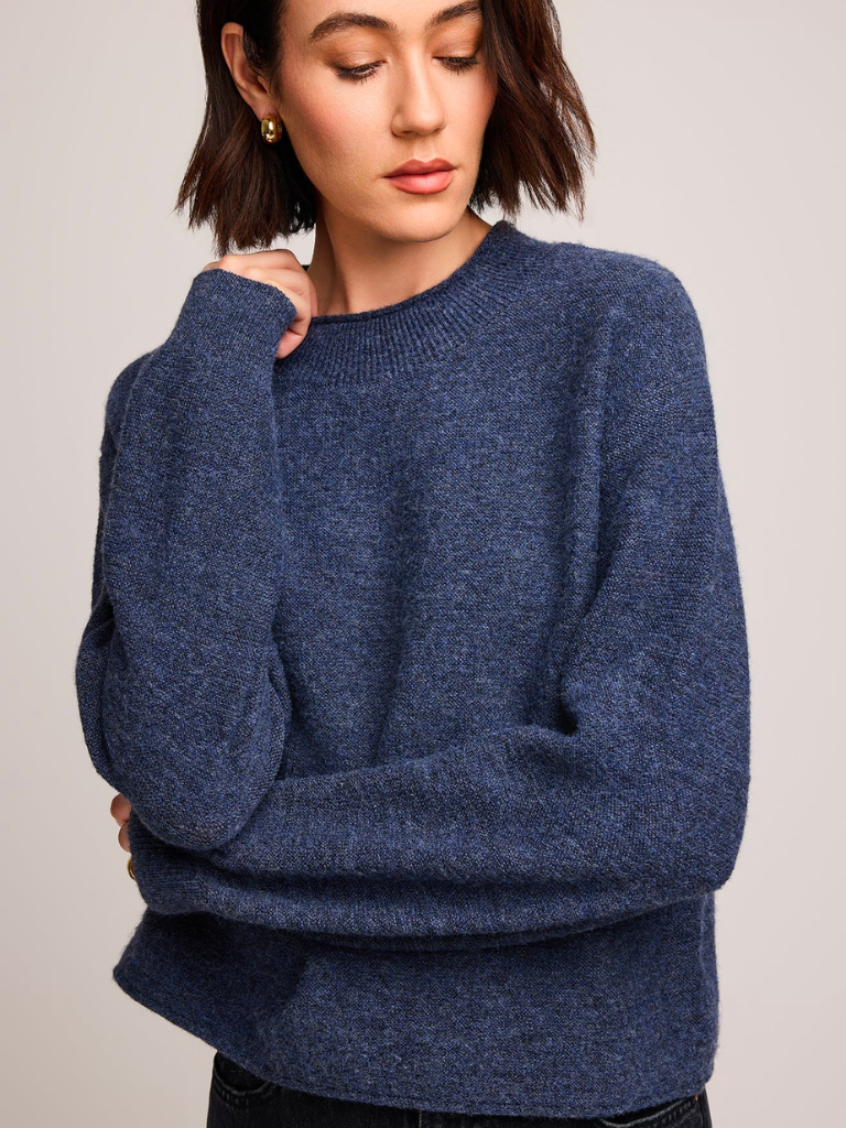 Wanda Crew Neck Sweater in Heather Blue