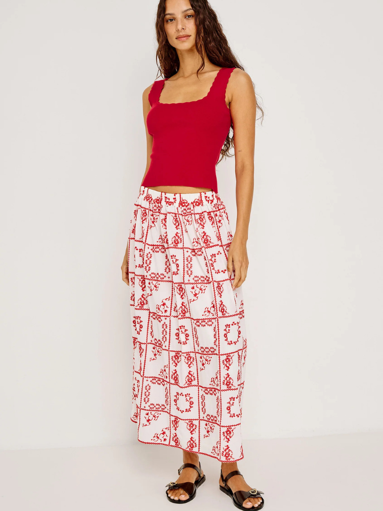 Dax Skirt in Ivory Red Handkerchief