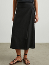 Carly Midi Wrap Skirt in Black