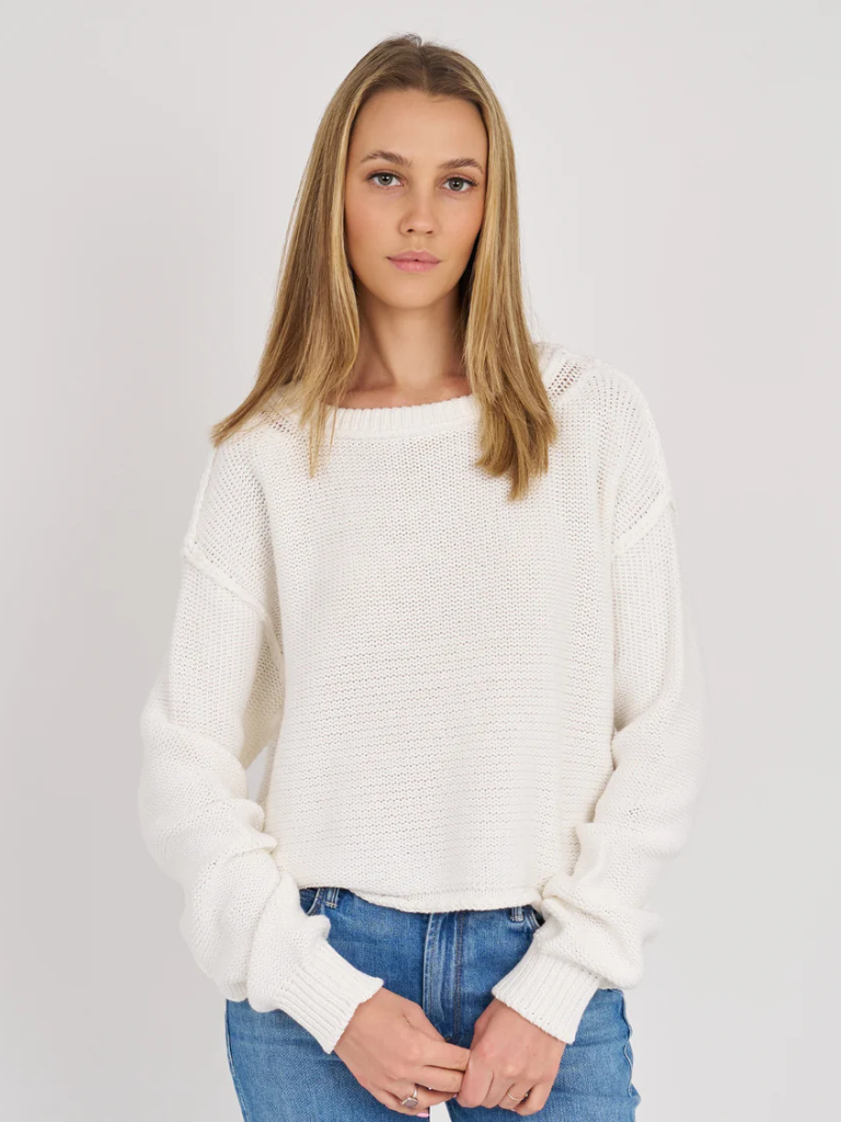 The Sloan Cotton Reverse Jersey Crew in White