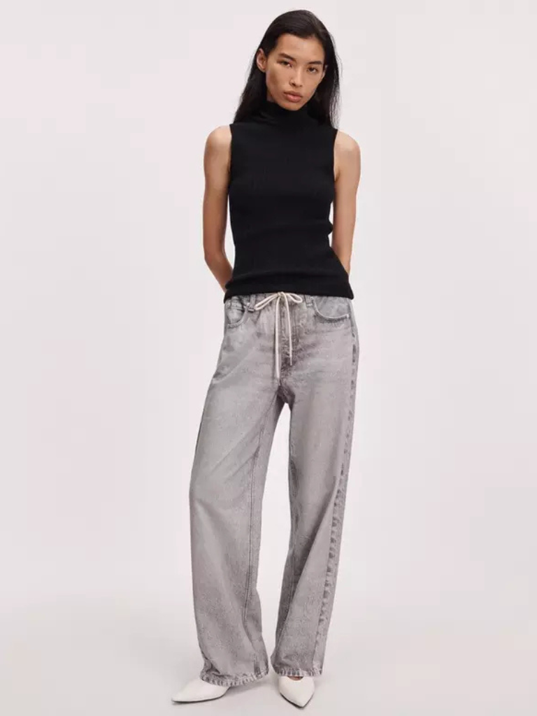Miramar Drawstring Wide-Leg Pant in Icy Grey