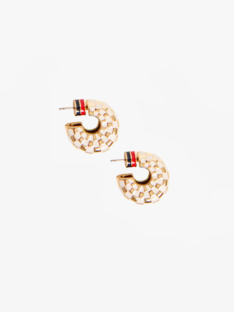 Le Hoop Earrings in Gold/Cream Checker