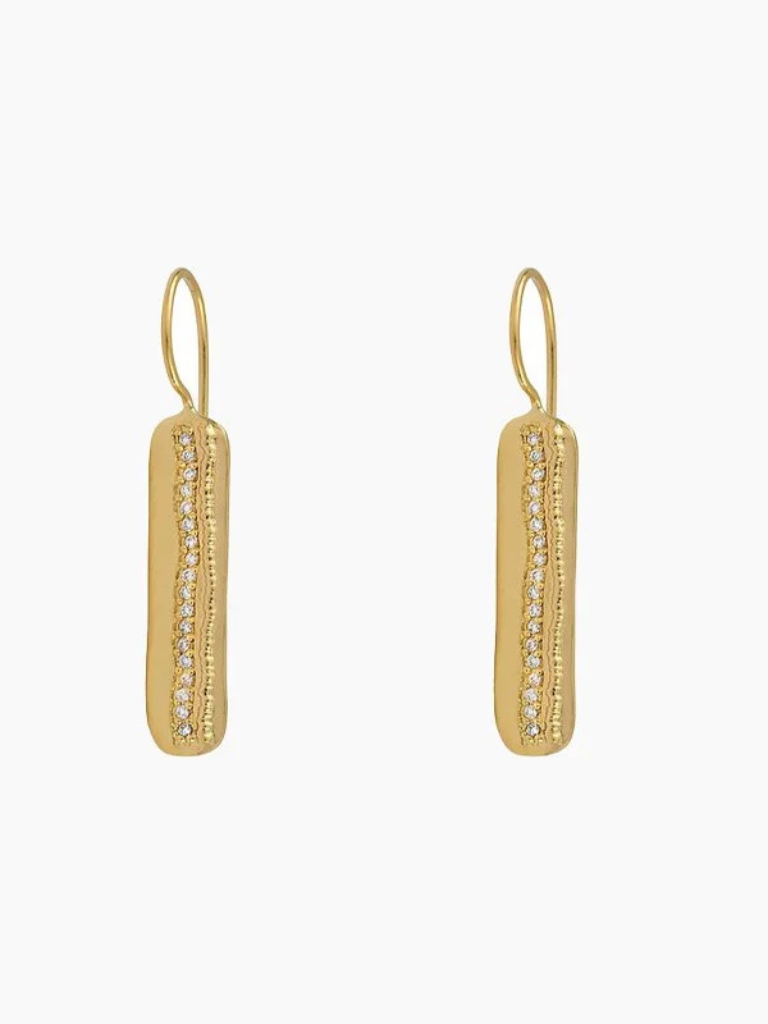 Elvis Earrings in White Zircons/Gold
