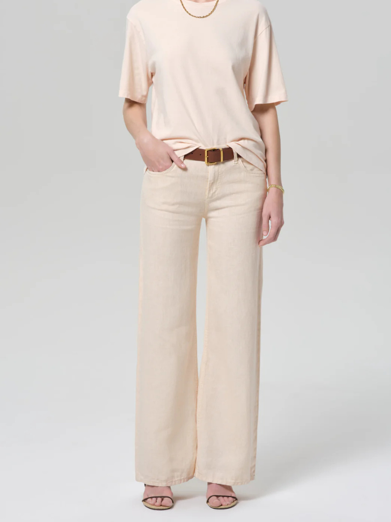 Nora Linen Trouser Leg in Vanilla